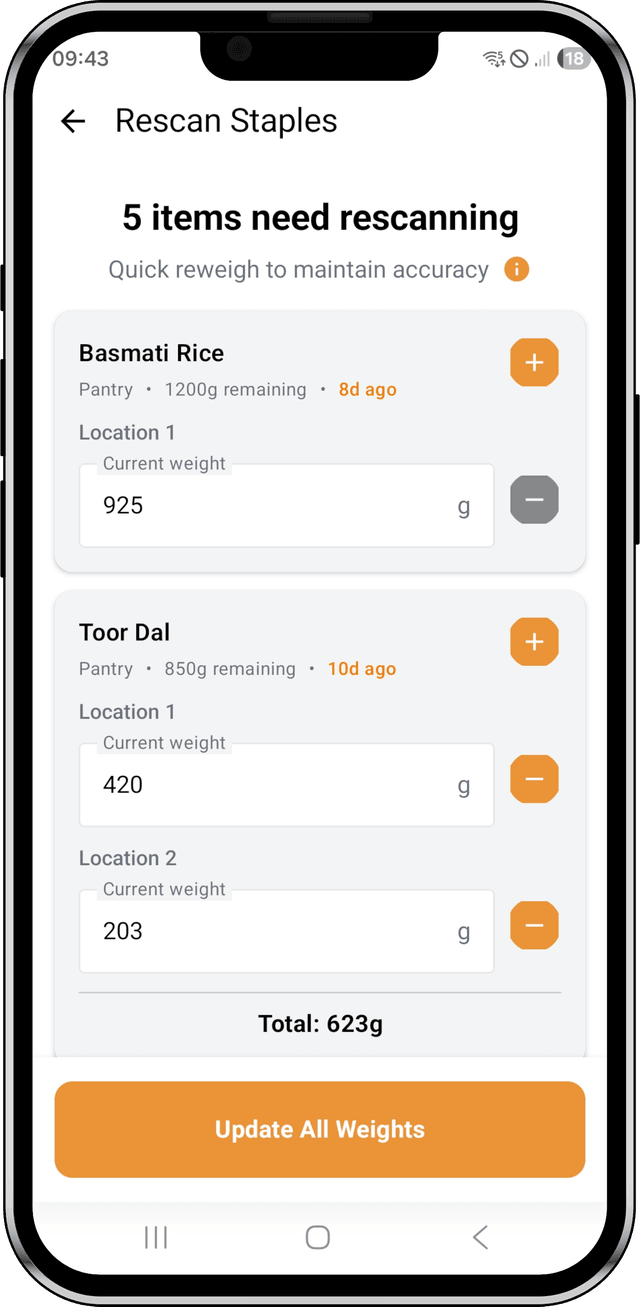 Eatomate staple rescan interface